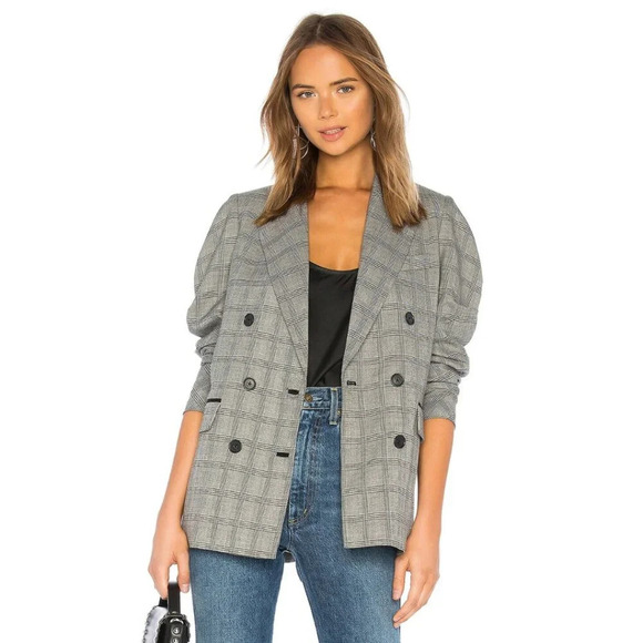 Like New Joie Tomika Blazer in Caviar Multi Double Breasted Plaid Jacket Size 4 - Picture 1 of 8